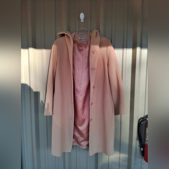 Women's Vintage Forecaster of Boston Lambs Wool Camel Hooded Midi Dress Coat 10 - Picture 2 of 11